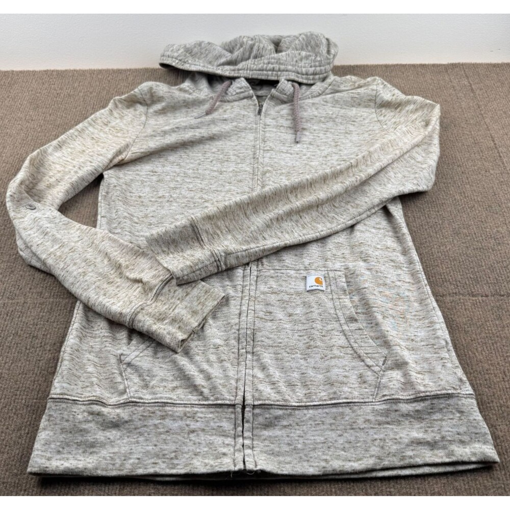 Carhartt Women's Full Zip Hooded Sweatshirt Long Sleeve Green Space Dye Sz M